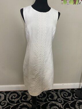 Lilly Pulitzer MILA STRETCH SHIFT DRESS White Turtle Pucker Jacquard Women’s 14